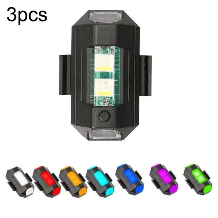 3pcs M1 Vibration Sensing Motorcycle Bicycle Aircraft Explosion Lights Cruise Flashing Anti-rear-...