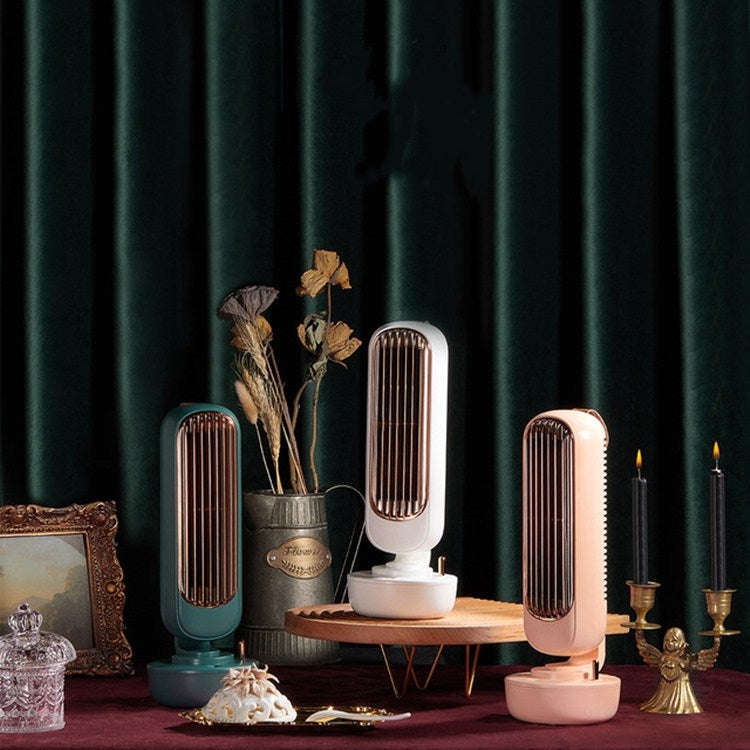 Retro Humidification Tower Fan USB Leafless Fan Water Cooling Spray Humidification Desktop Fan Co...