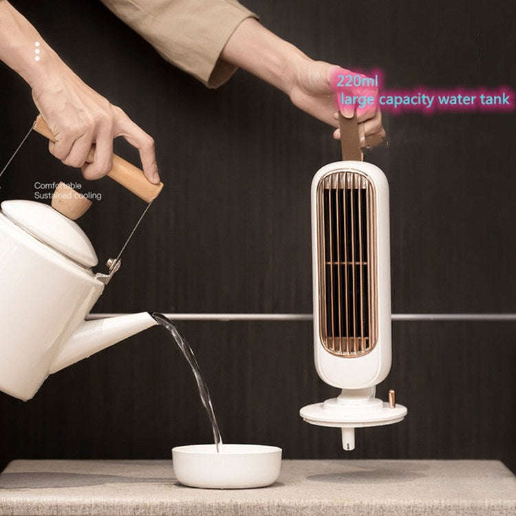 Retro Humidification Tower Fan USB Leafless Fan Water Cooling Spray Humidification Desktop Fan Co...