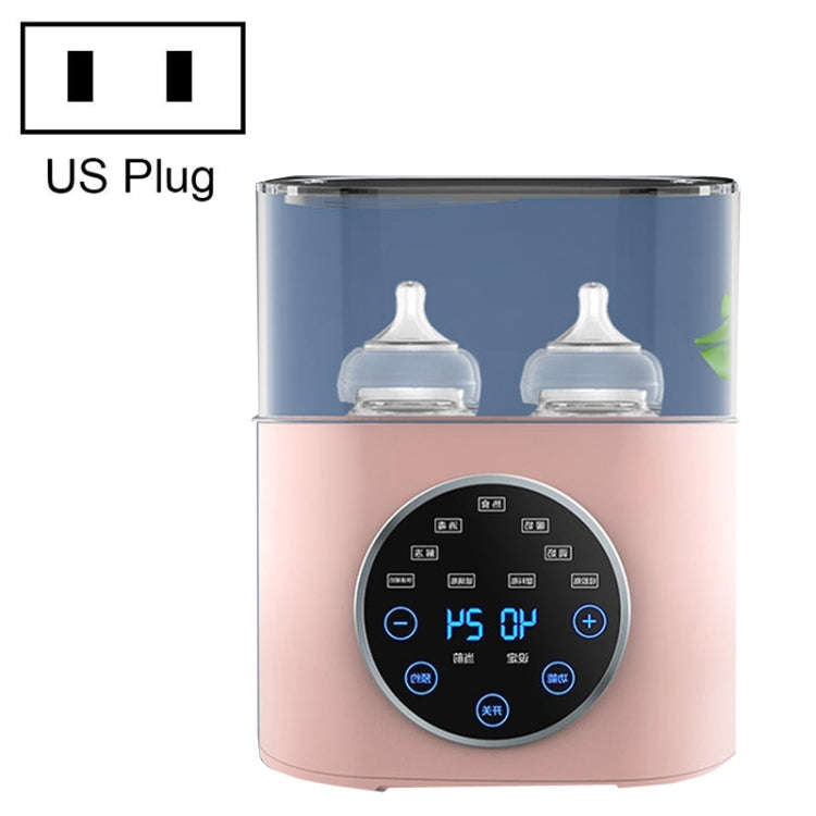 NUBITE N20 2 In 1 Double Bottle Warmer Sterilization Machine, Plug Type:US Plug(Pink)