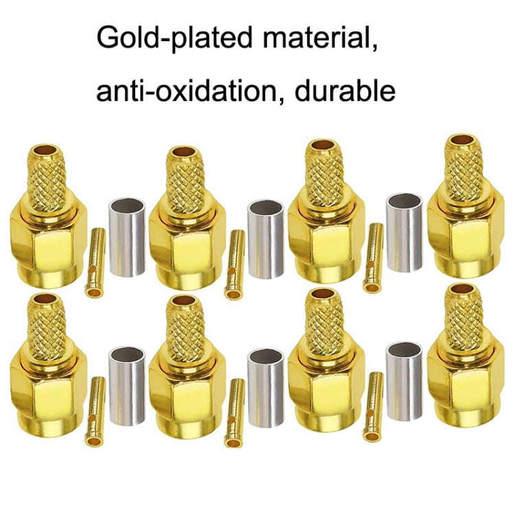 10pcs SMA Male Plug Connector Crimp For RG58 / LMR195 / RG142 / RG400
