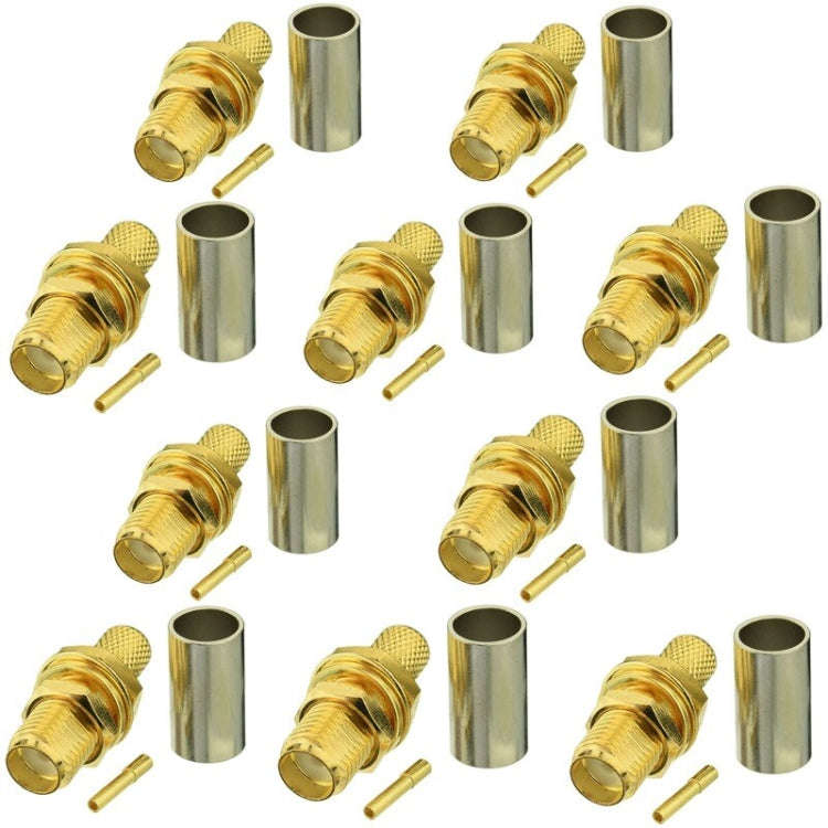 10pcs SMA Female Plug Connector Crimp For RG58 / LMR195 / RG142 / RG400