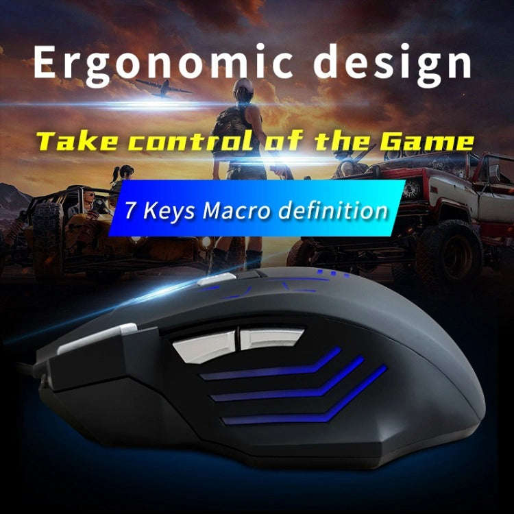 MOS7 7 Keys One-click Combo Custom Keyboard Shortcuts Game Mice, Cable Length: 2m(Black)