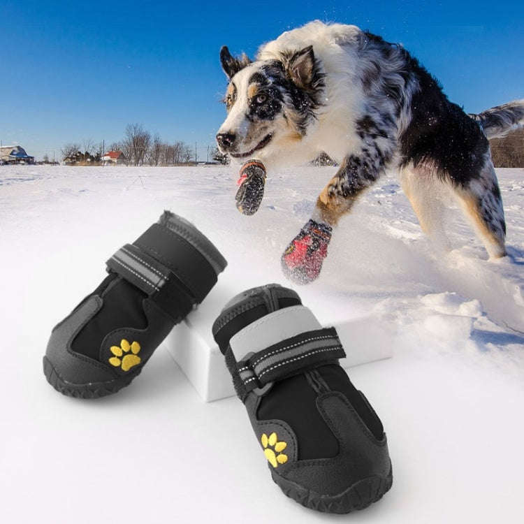 4 in 1 Autumn Winter Pet Dog Foot Cover Waterproof Shoes, Size:6x4cm(Black)