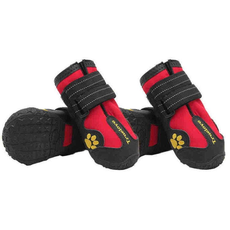 4 in 1 Autumn Winter Pet Dog Foot Cover Waterproof Shoes, Size:8x7cm(Red)