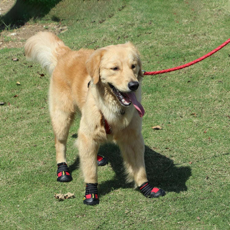 4 in 1 Autumn Winter Pet Dog Foot Cover Waterproof Shoes, Size:8x7cm(Red)