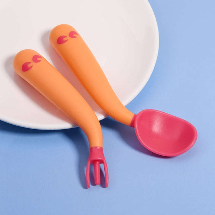 Baby Learning To Eat Bending Training Elbow Twisting Spoon Fork(Red)