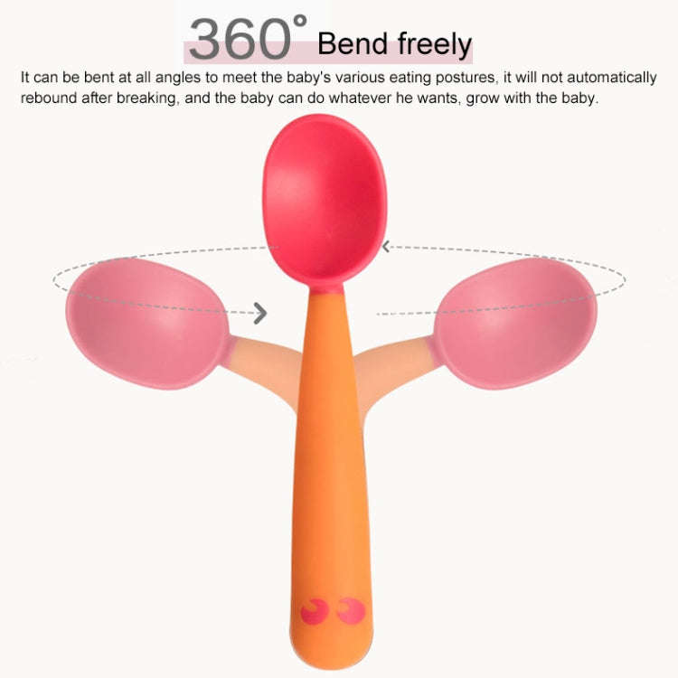 Baby Learning To Eat Bending Training Elbow Twisting Spoon Fork(Red)