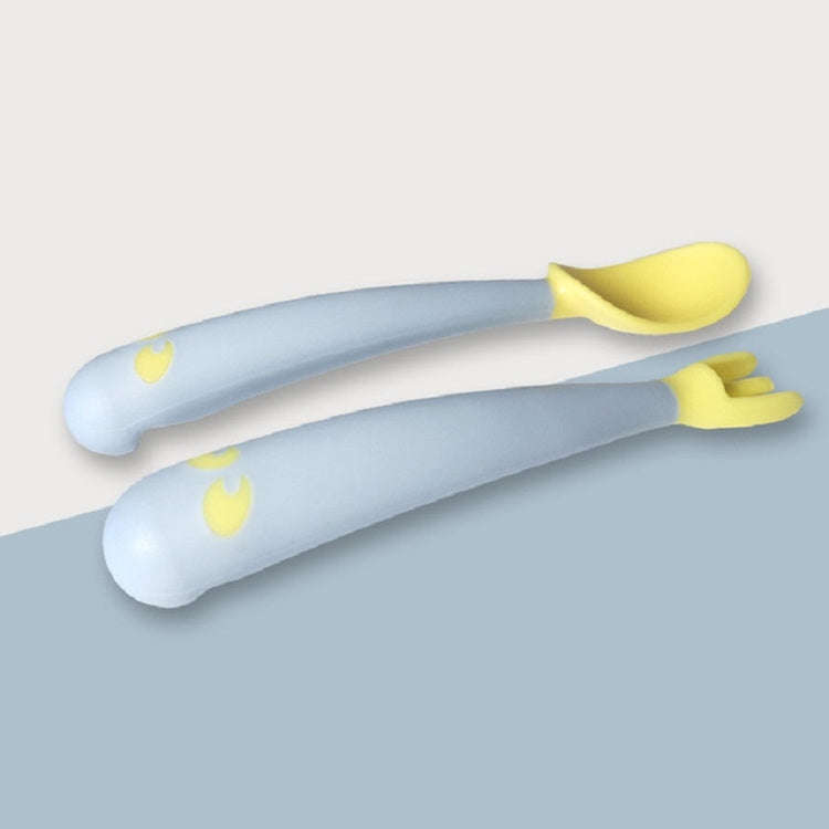 Baby Learning To Eat Bending Training Elbow Twisting Spoon Fork(Blue)