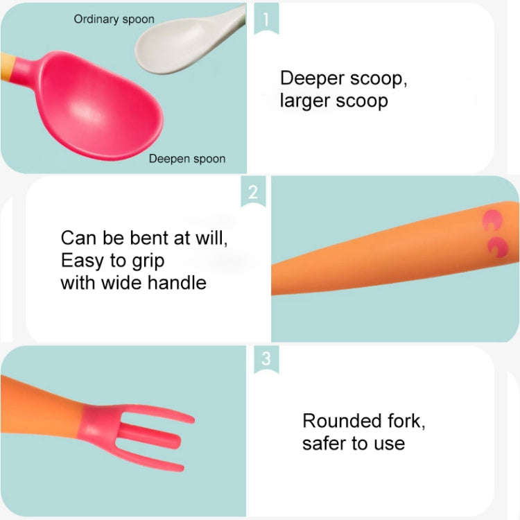 Baby Learning To Eat Bending Training Elbow Twisting Spoon Fork(Blue)