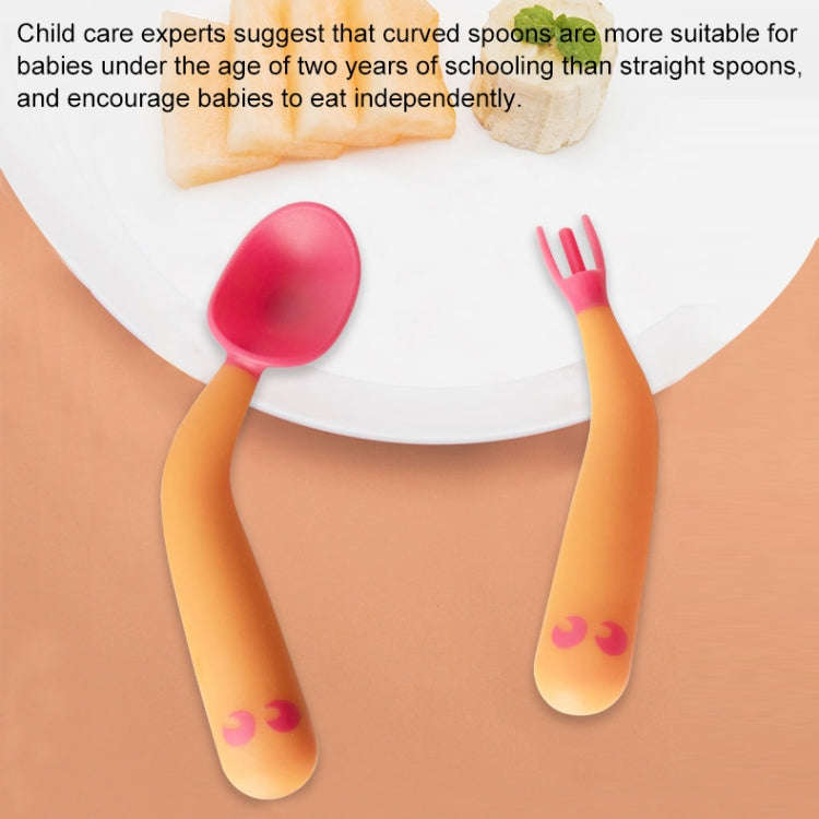Baby Learning To Eat Bending Training Elbow Twisting Spoon Fork(Blue)