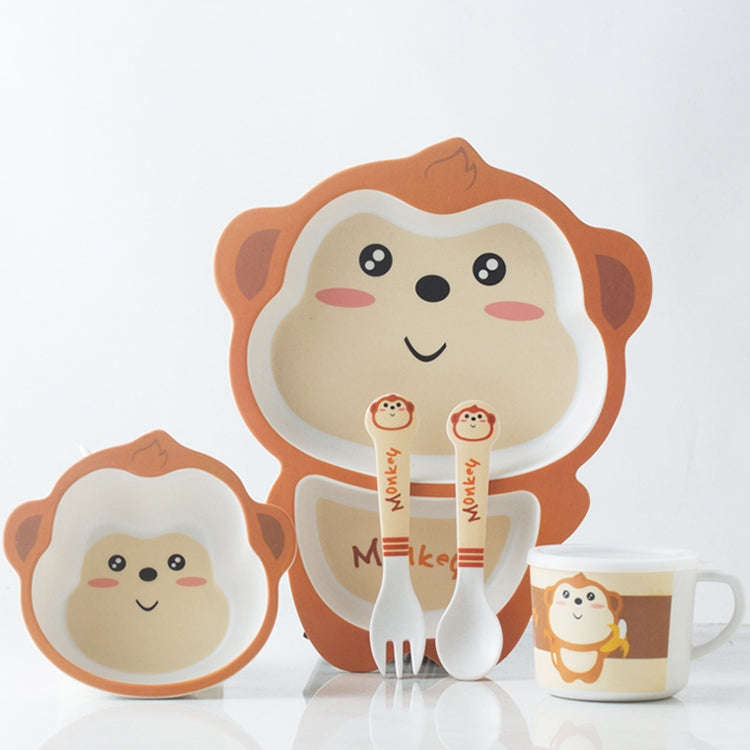 Bamboo Fiber Children Tableware Set Household Cute Cartoon Baby Food Supplement Plate Set(043 Mon...