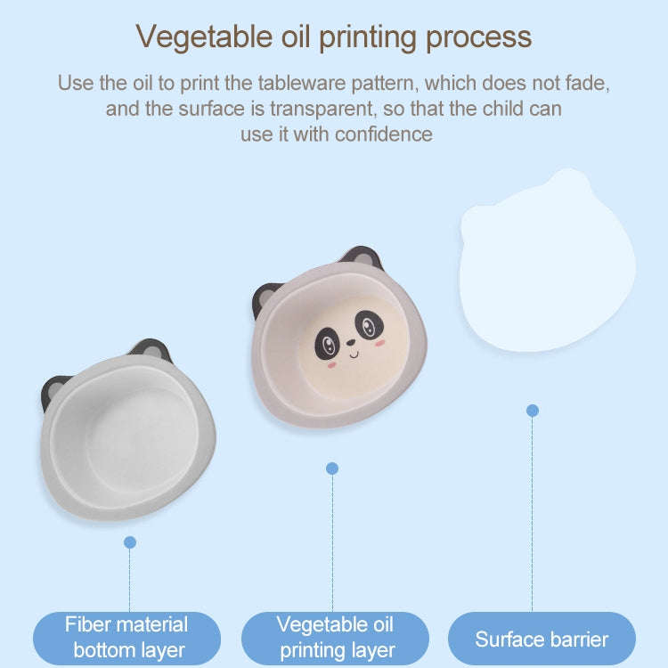 Bamboo Fiber Children Tableware Set Household Cute Cartoon Baby Food Supplement Plate Set(045 Frog)