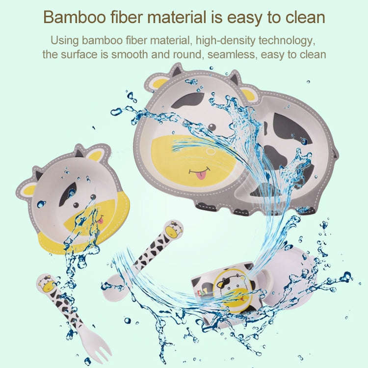 Bamboo Fiber Children Tableware Set Household Cute Cartoon Baby Food Supplement Plate Set(045 Frog)