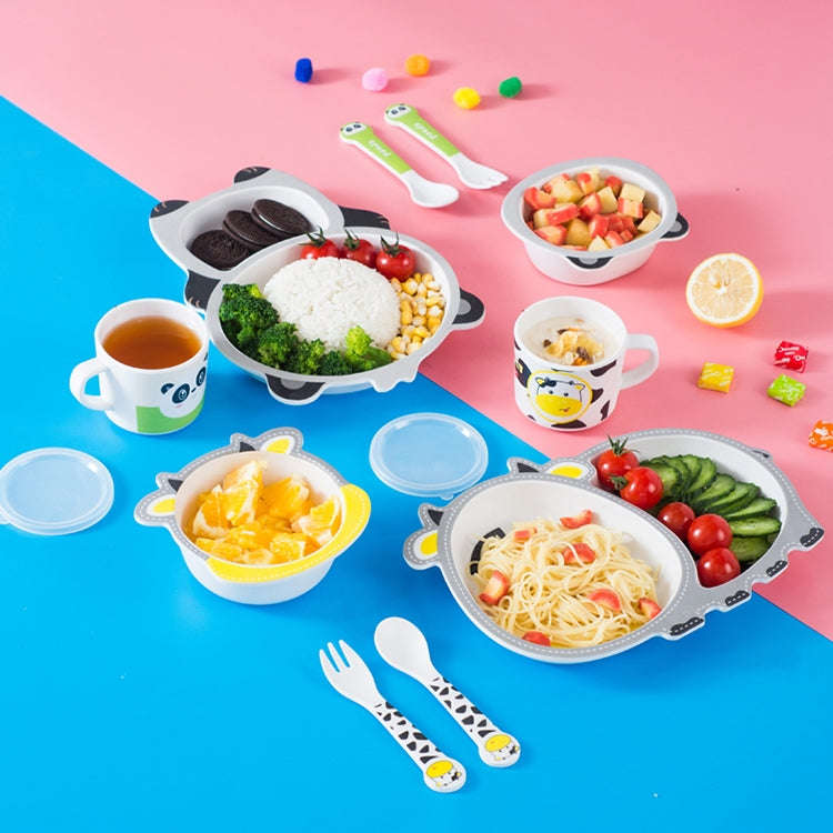 Bamboo Fiber Children Tableware Set Household Cute Cartoon Baby Food Supplement Plate Set(045 Frog)
