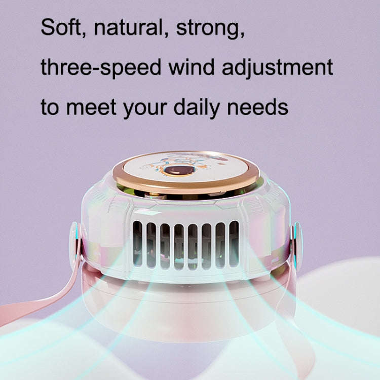 MD666-3 Cartoon Space Capsule Mini Portable Bladeless Hanging Neck Fan(Pink)