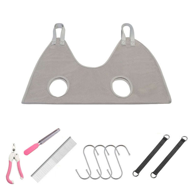 Small & Medium Pet Grooming Polyester Hanging Hammock With Trimming Tool, Size:S(Gray)