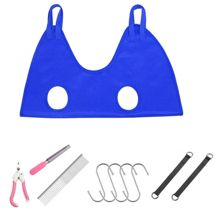 Small & Medium Pet Grooming Polyester Hanging Hammock With Trimming Tool, Size:L(Blue)