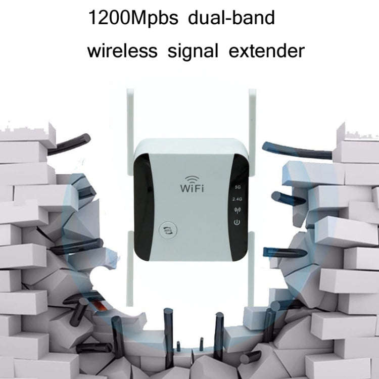 KP1200 1200Mbps Dual Band 5G WIFI Amplifier Wireless Signal Repeater, Specification:UK Plug(White)