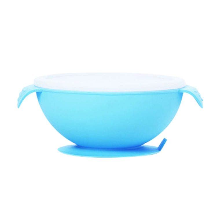 Food Grade Silicone Anti-fall Anti-slip Baby Food Supplement Bowl Suction Cup Bowl(Haze Blue)