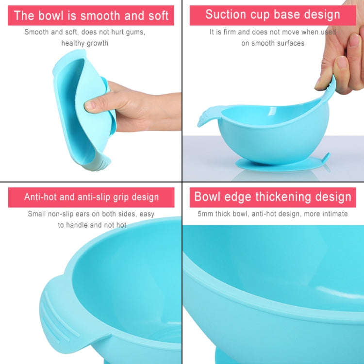 Food Grade Silicone Anti-fall Anti-slip Baby Food Supplement Bowl Suction Cup Bowl(Haze Blue)