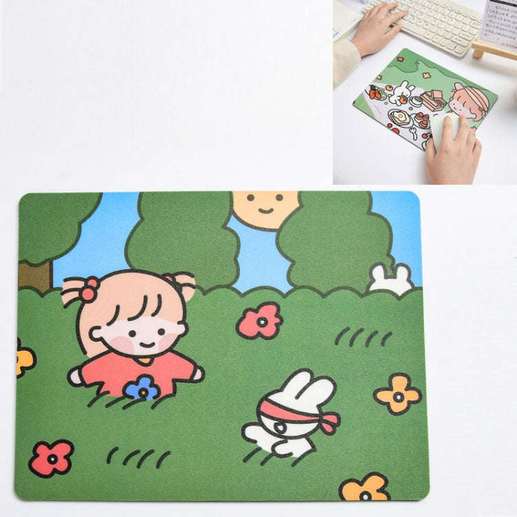 5 PCS Creative Cute Cartoon Rabbit Girl Mouse Pad Laptop Student Mouse Pad(Hide and seek)