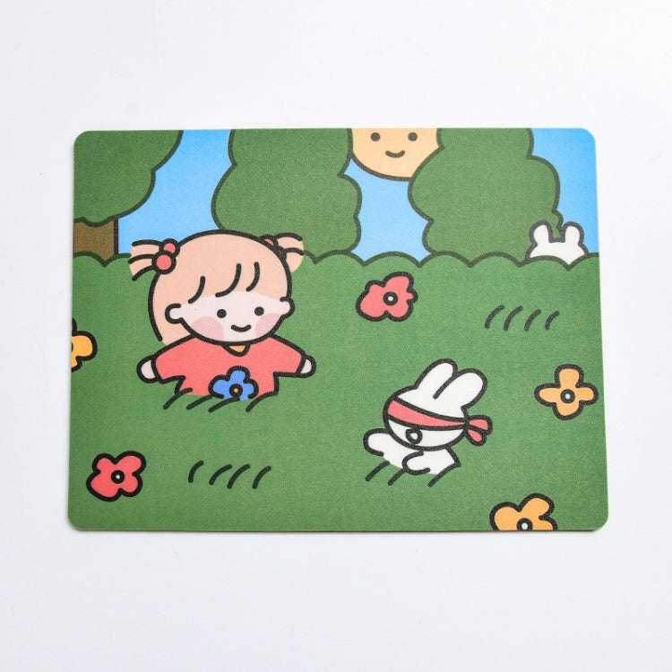 5 PCS Creative Cute Cartoon Rabbit Girl Mouse Pad Laptop Student Mouse Pad(Hide and seek)