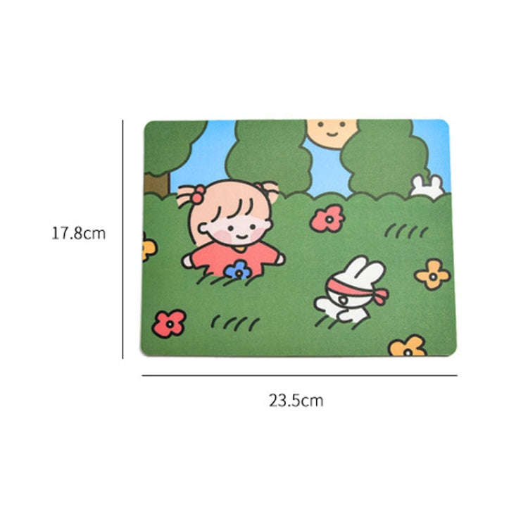 5 PCS Creative Cute Cartoon Rabbit Girl Mouse Pad Laptop Student Mouse Pad(Hide and seek)