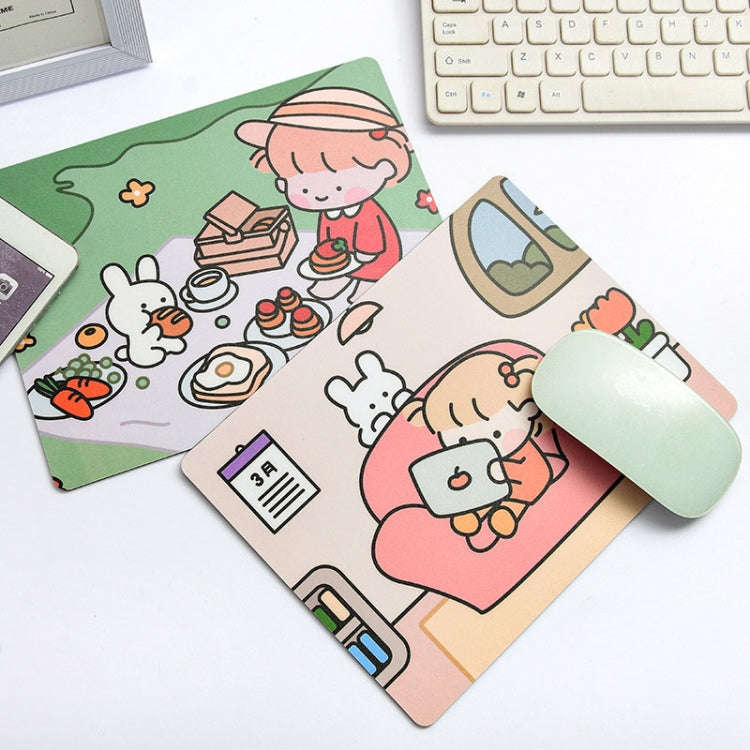 5 PCS Creative Cute Cartoon Rabbit Girl Mouse Pad Laptop Student Mouse Pad(Hide and seek)