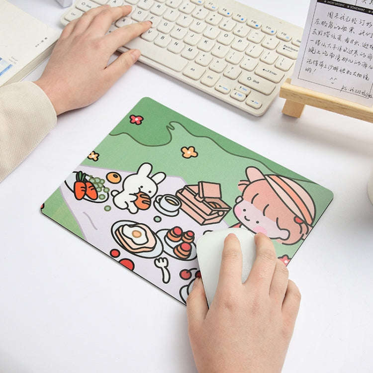 5 PCS Creative Cute Cartoon Rabbit Girl Mouse Pad Laptop Student Mouse Pad(Hide and seek)