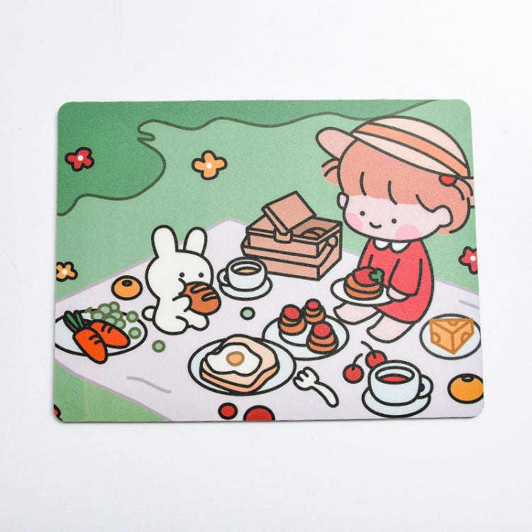 5 PCS Creative Cute Cartoon Rabbit Girl Mouse Pad Laptop Student Mouse Pad(Eating)