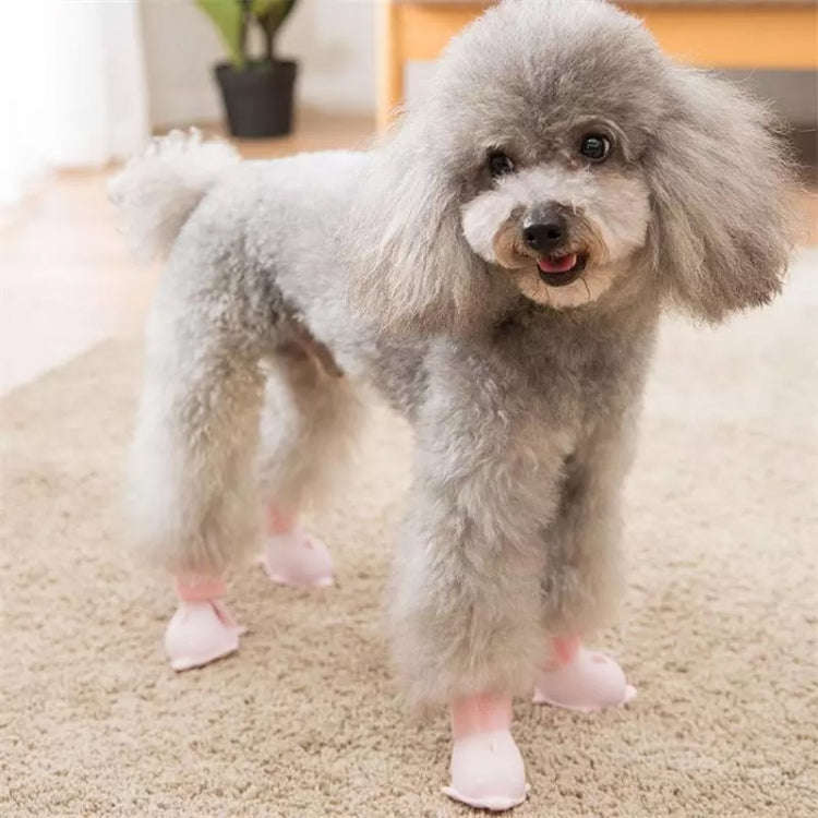 4 PCS/Set  Cartoon Dog Shoes Pet Silicone Waterproof Rain Boots, Size: M(Pink)