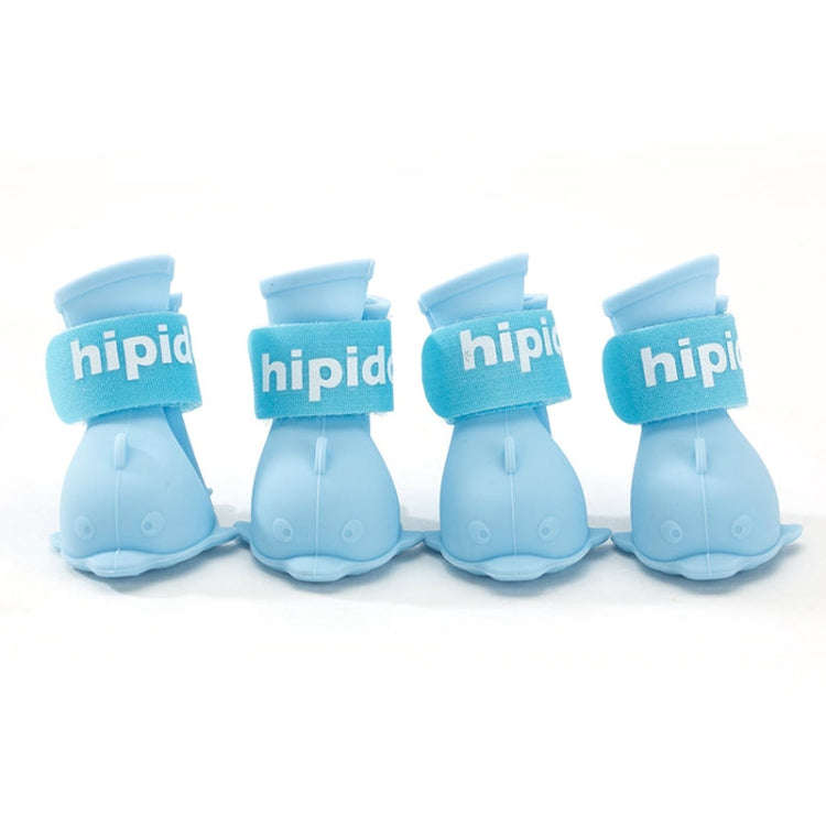 4 PCS/Set  Cartoon Dog Shoes Pet Silicone Waterproof Rain Boots, Size: L(Blue)