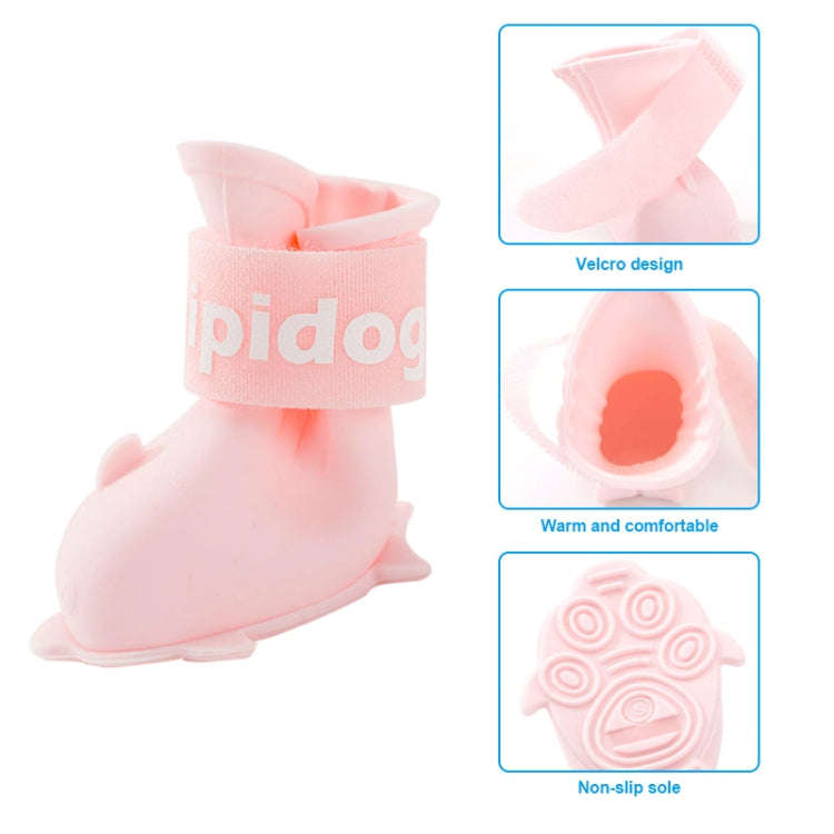 4 PCS/Set  Cartoon Dog Shoes Pet Silicone Waterproof Rain Boots, Size: L(Blue)