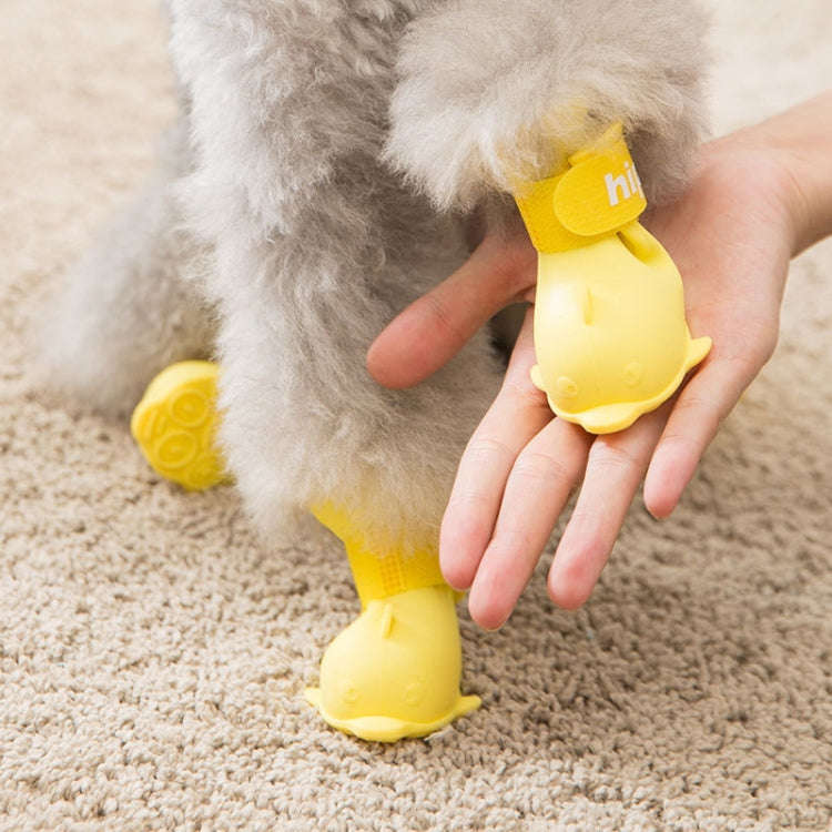 4 PCS/Set  Cartoon Dog Shoes Pet Silicone Waterproof Rain Boots, Size: L(Blue)