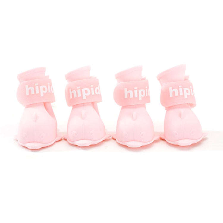 4 PCS/Set  Cartoon Dog Shoes Pet Silicone Waterproof Rain Boots, Size: L(Pink)