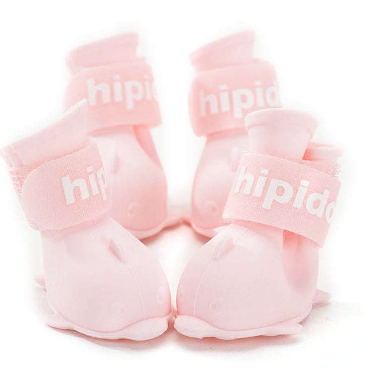 4 PCS/Set  Cartoon Dog Shoes Pet Silicone Waterproof Rain Boots, Size: L(Pink)