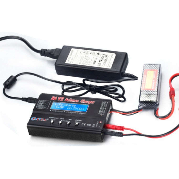 HTRC B6 V2 Balance Charger Intelligent Model Airplane Lithium Battery Charger, US Plug