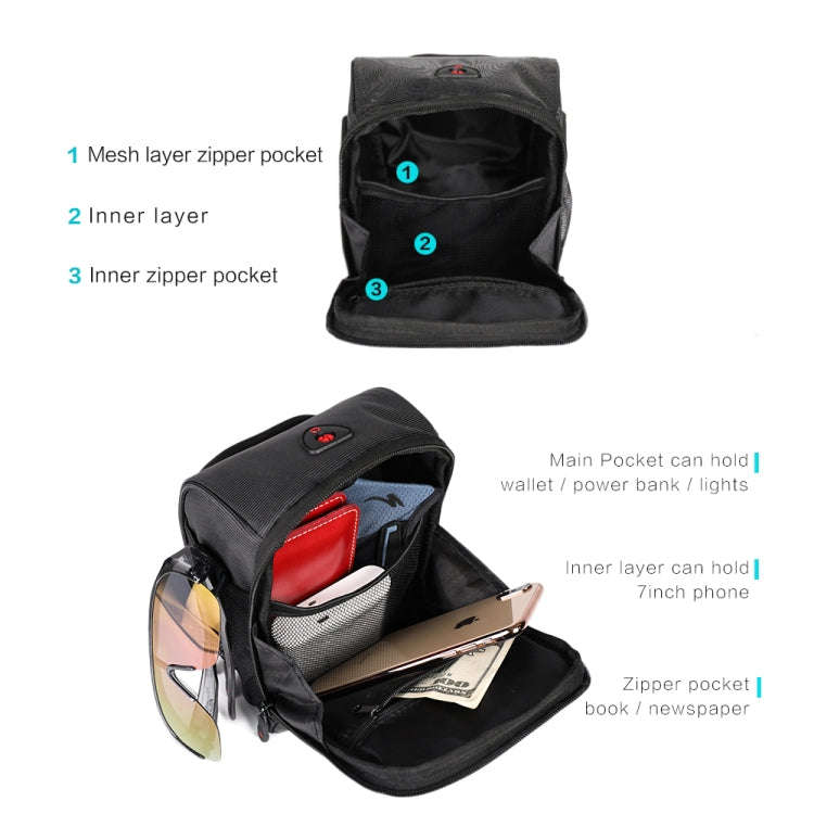 Rhinowalk TF910 Bicycle Front Handlebar Bag Multifunctional Waterproof Phone Bag Riding Bag(Black)