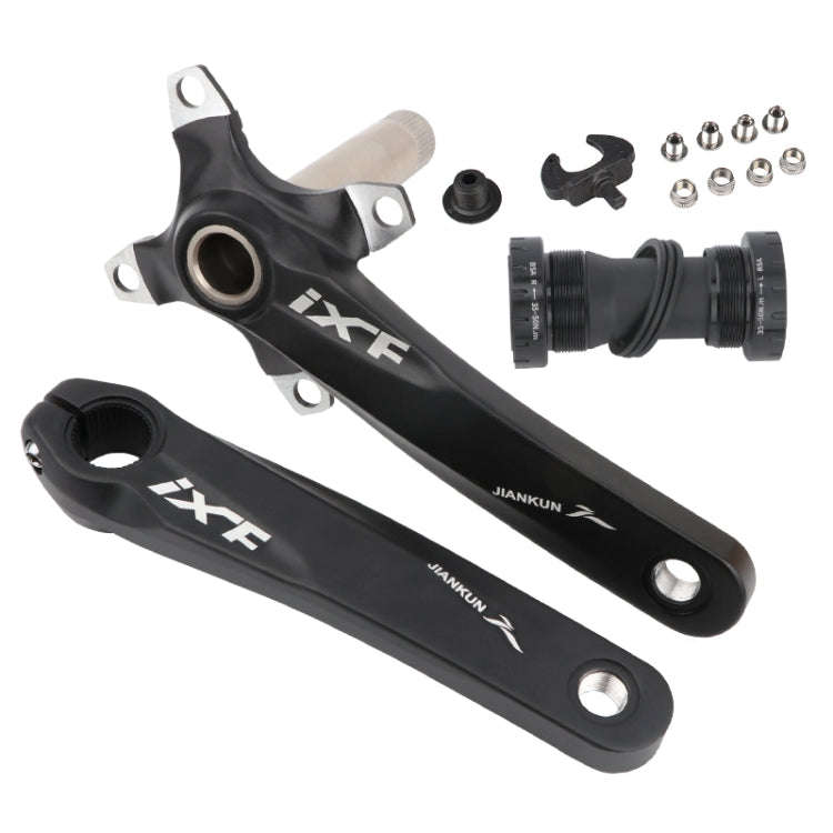JIANKUN IXF Mountain Bike Hollow Crank Modified, Style:Left and Right Crank+Bottom Bracket(Black)