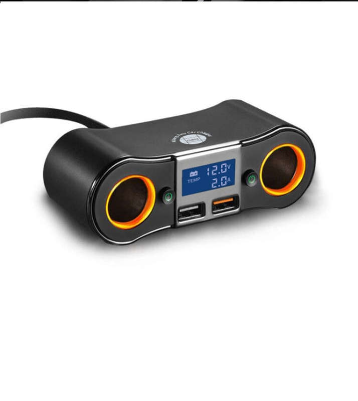 ZNB02 QC3.0 Fast Charge Car Charger Dual USB Car Cigarette Lighter(Orange Light)