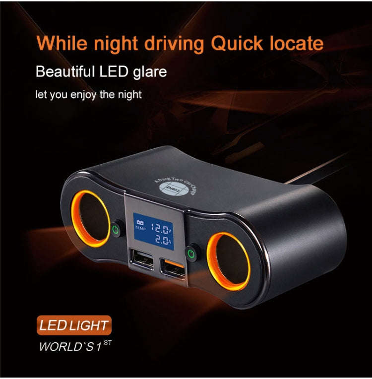 ZNB02 QC3.0 Fast Charge Car Charger Dual USB Car Cigarette Lighter(Orange Light)