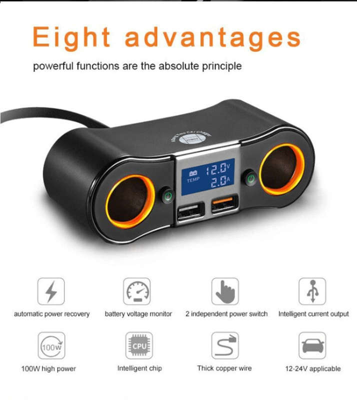 ZNB02 QC3.0 Fast Charge Car Charger Dual USB Car Cigarette Lighter(Orange Light)