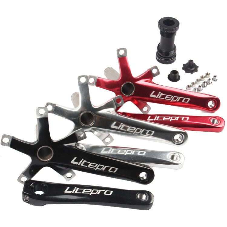 Litepro Folding Bicycle LP Hollow One-piece Crank Tooth Disc Bottom Axle Modified SP8, Style:Left...