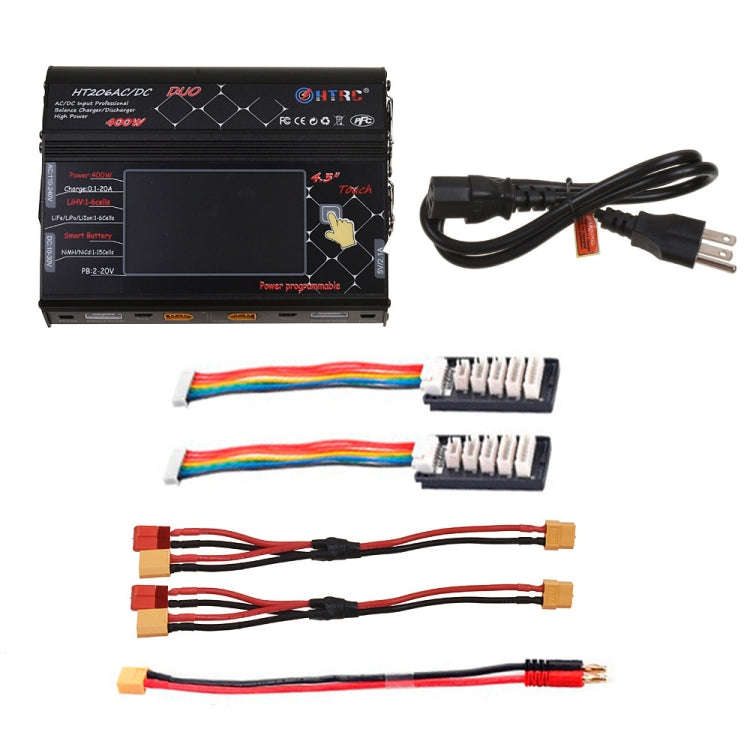 HTRC HT206AC/DC DUO 400W Large Color Screen Touch Dual-way Smart Balance Charger, US Plug