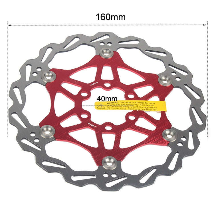 SNAIL FD-01 Mountain Bike Floating Disc Bicycle Brake Pad Six Nail Brake Disc, Size:160mm, Color:Red