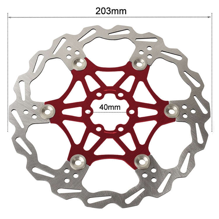 SNAIL FD-01 Mountain Bike Floating Disc Bicycle Brake Pad Six Nail Brake Disc, Size:203mm, Color:Red