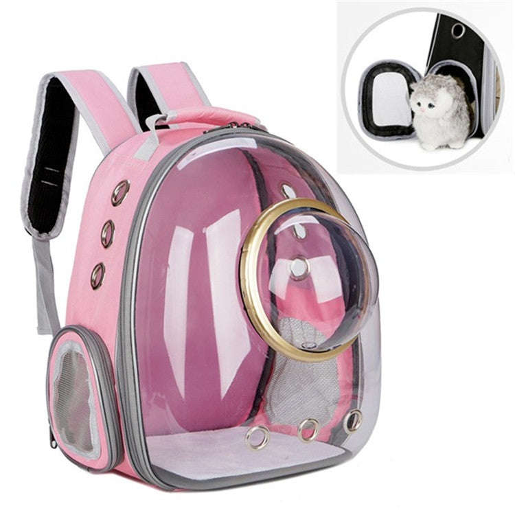 Space Capsule Pet Bag Panoramic Transparent Cat Go Out Portable Breathable Backpack with Cover(Pink)