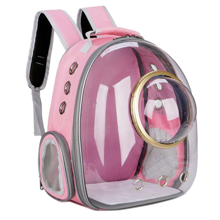 Space Capsule Pet Bag Panoramic Transparent Cat Go Out Portable Breathable Backpack with Cover(Pink)