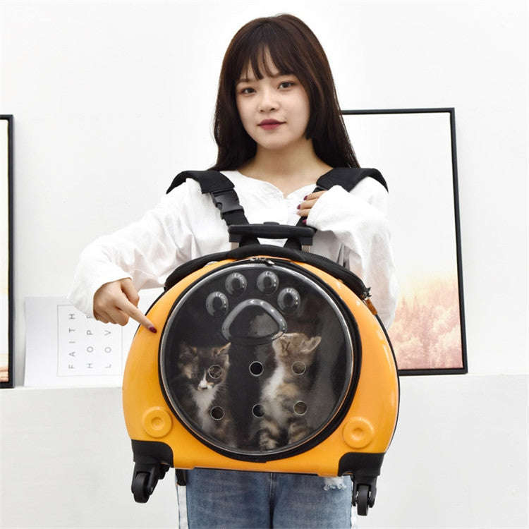 Pet Trolley Case Got Out Portable Pet Bag(Golden)